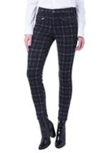 Women's Liverpool Check Moto Zip Ankle Pants - Black