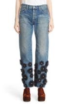 Women's Tu Es Mon Tresor Tulle Flower Embellished Jeans - Black