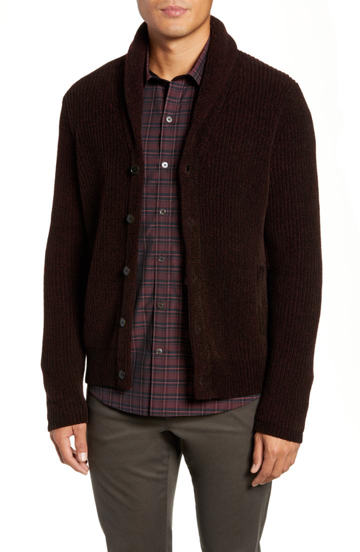 Men's Zachary Prell Quincy Regular Fit Shawl Collar Cardigan - Brown