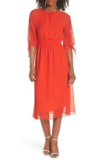 Women's Maggy London Smocked Chiffon Dress - Orange