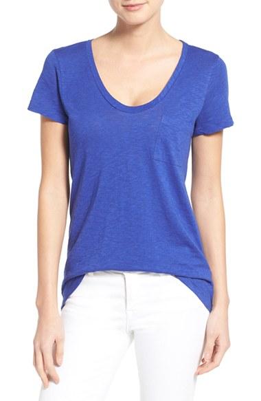 Women's Caslon Relaxed Slub Knit U-neck Tee - Blue