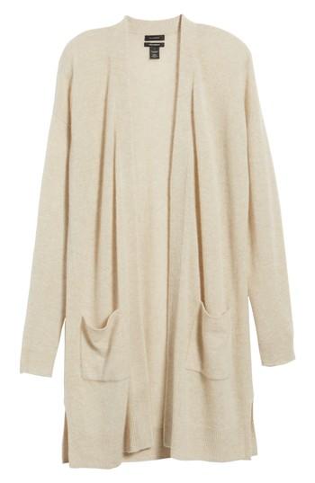 Women's Halogen Rib Knit Wool & Cashmere Cardigan, Size - Beige