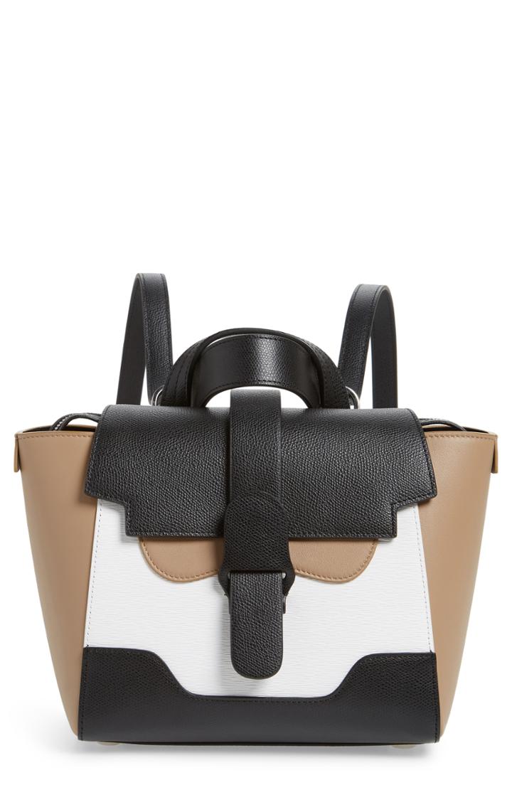 Senreve Mini Maestra Colorblock Leather Satchel - Black