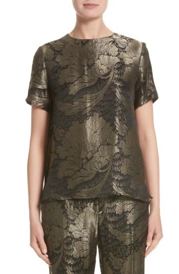 Women's Etro Metallic Silk Blend Top Us / 42 It - Black