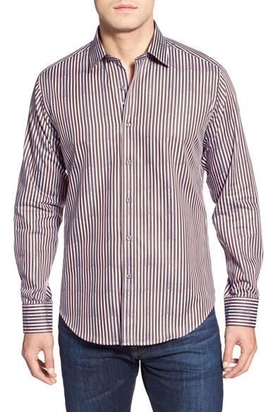 Men's Bugatchi Classic Fit Vertical Stripe Sport Shirt
