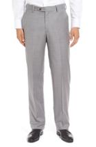 Men's Berle Flat Front Solid Wool Trousers X 32 - Grey
