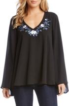 Women's Karen Kane Embroidered V-neck Crepe Swing Top