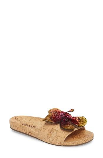 Women's Schutz Geisa Sequin Flower Slide Sandal M - Beige