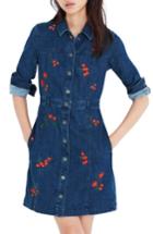 Women's Madewell Embroidered Denim A-line Dress - Blue