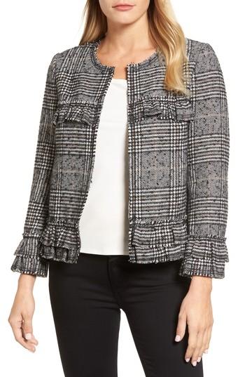 Women's Pleione Ruffle Plaid Jacket - Black