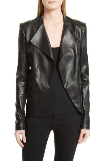 Women's Theory Bristol Peplum Leather Jacket - Black