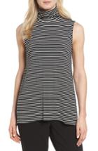 Women's Vince Camuto Stripe Mixed Media Turtleneck - Black