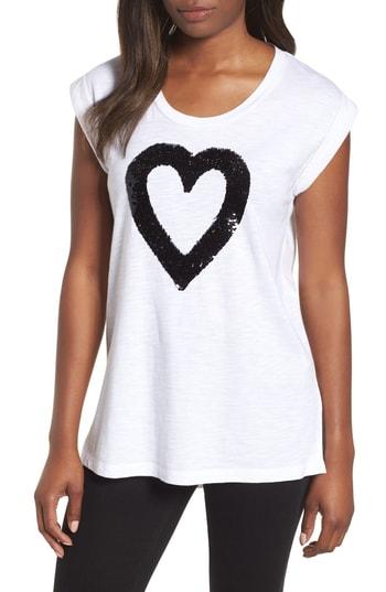 Women's Kenneth Cole New York Sequin Heart Top - White