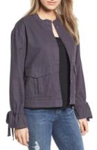 Women's Caslon Tie Sleeve Linen & Cotton Jacket - Grey