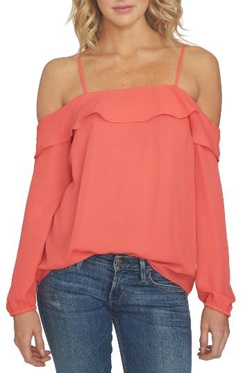 Women's 1.state Cold Shoulder Blouse, Size - Coral
