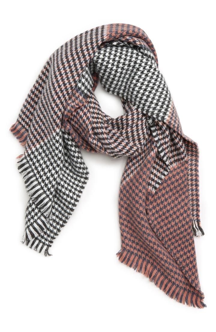Women's Bp. Oblong Mixed Herringbone Scarf, Size - Orange