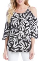 Women's Karen Kane Leaf Print Cold Shoulder Angel Top