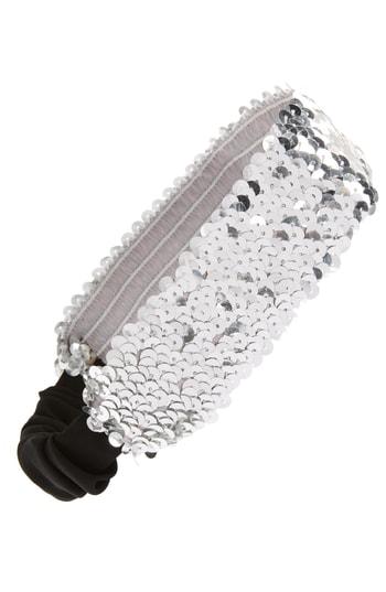 Cara Sequin Embellished Head Wrap, Size - Metallic