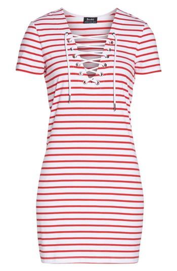 Women's Bardot Stripe Shift Dress - Red