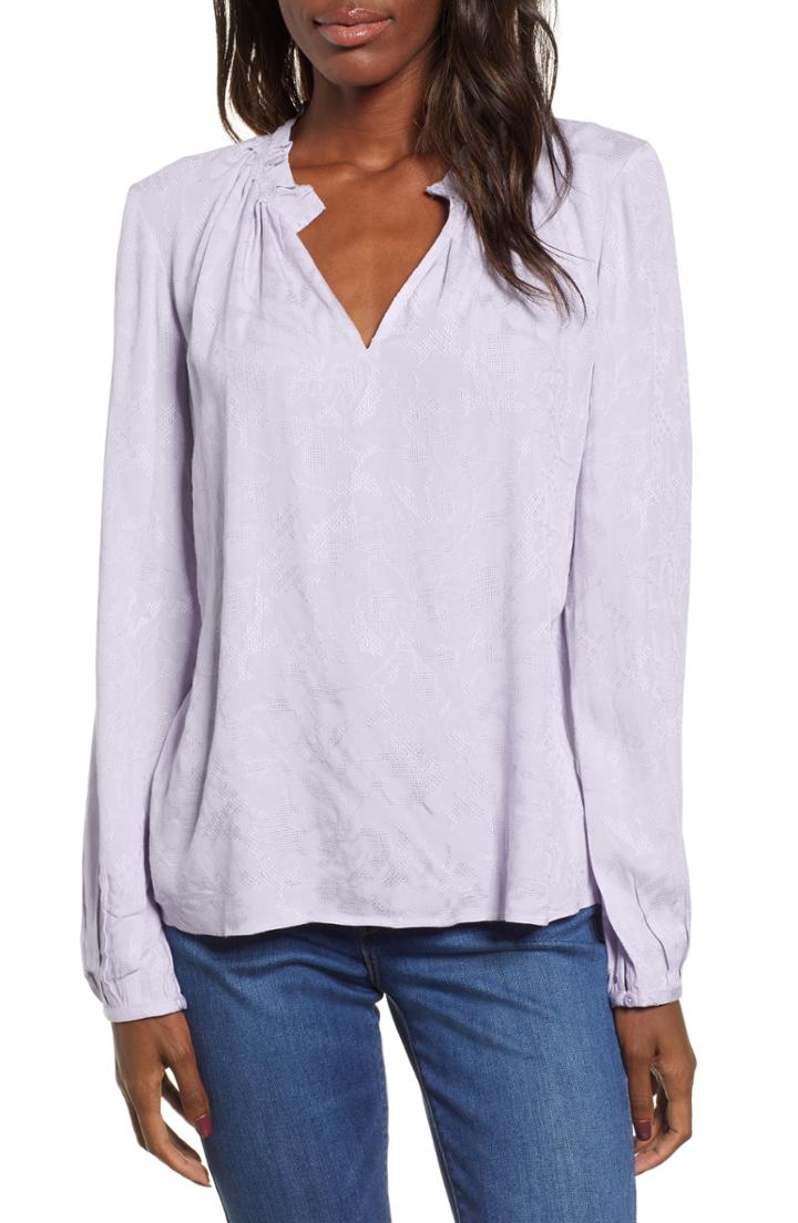 Women's Hinge Floral Jacquard Blouse, Size - Purple