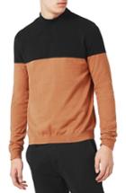 Men's Topman Colorblock Mock Neck Sweater