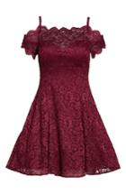 Women's Morgan & Co. Off The Shoulder Lace Fit & Flare Dress /4 - Burgundy