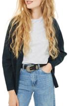 Women's Topshop Snap Front Marled Cardigan Us (fits Like 0-2) - Blue/green