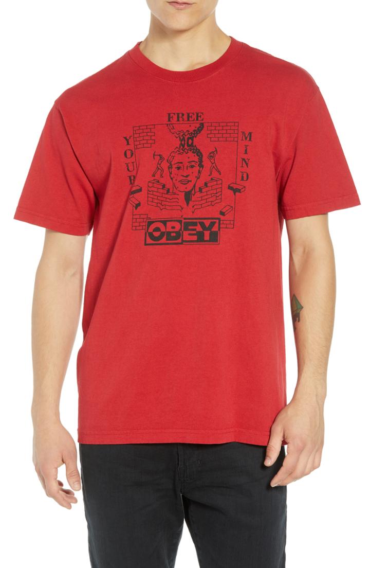Men's Obey Free Your Mind Box T-shirt, Size - Red