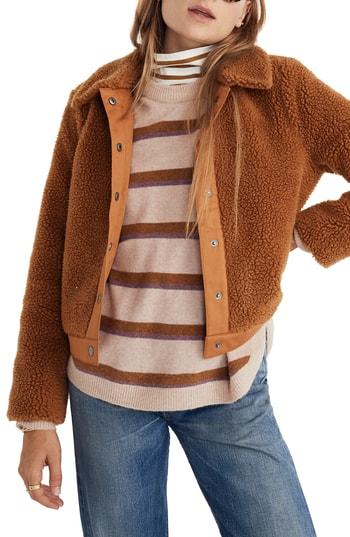 Women's Madewell Portland Fleece Jacket, Size - Brown