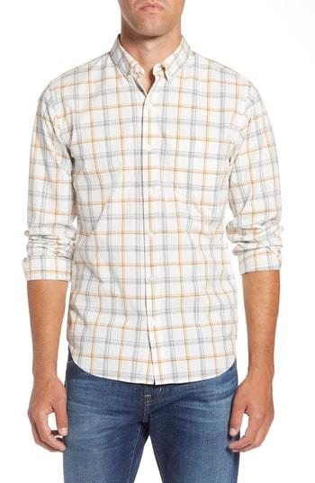 Men's Bonobos Slim Fit Washed Check Sport Shirt R - White