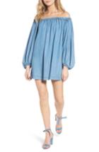 Women's 7 For All Mankind Blouson Off The Shoulder Shift Dress - Blue