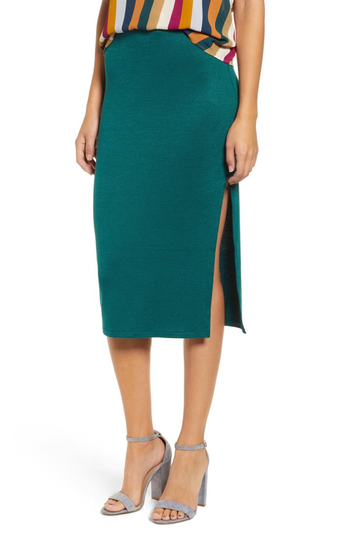 Women's Leith High Slit Marled Midi Skirt - Green