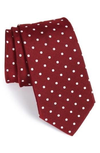 Men's Gitman Polka Dot Silk Tie, Size - Burgundy