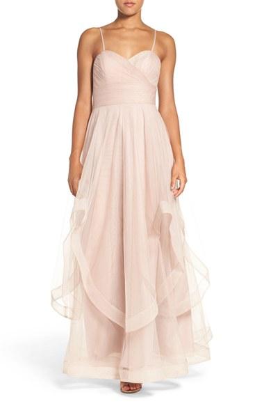 Women's Watters 'florian' Strapless Horsehair Ruffle Tulle A-line Gown