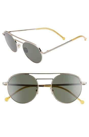 Men's Cutler And Gross 50mm Polarized Round Sunglasses - Gold/ Dark Green