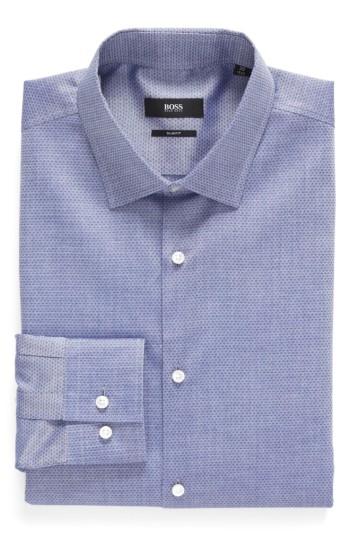 Men's Boss Slim Fit Diamond Print Dress Shirt .5 - Blue