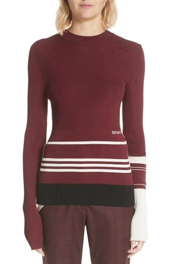 Women's Calvin Klein 205w39nyc Varsity Stripe Colorblock Sweater - Red