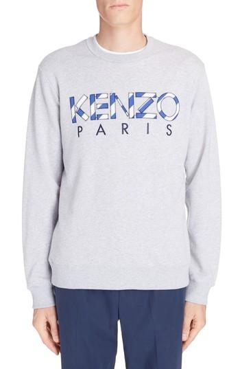 Men's Kenzo Stripe Logo Graphic Sweatshirt - Grey