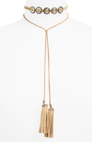 Women's Topshop Disc & Tassel Suede Choker