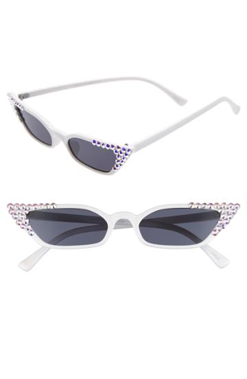 Women's Rad + Refined Small Crystal Cat Eye Sunglasses - White/ Black/ Crystal