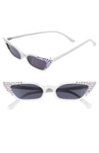 Women's Rad + Refined Small Crystal Cat Eye Sunglasses - White/ Black/ Crystal