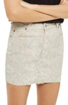 Women's Topshop Coated Snake Denim Miniskirt Us (fits Like 0) - Ivory