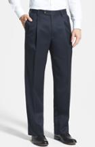 Men's Berle Pleated Wool Gabardine Trousers X 30 - Blue