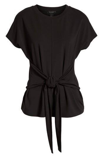 Women's Halogen Wrap Detail Stretch Knit Top - Black