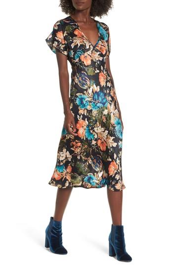Women's Band Of Gypsies Peony Floral Midi Dress - Black