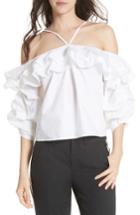 Women's Joie Ruffled Cold Shoulder Top - White