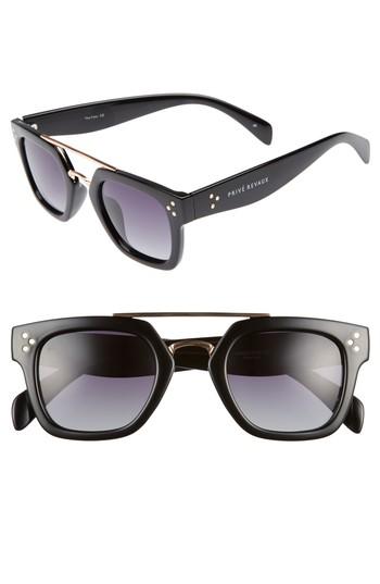 Women's Prive Revaux The Foxx 49mm Aviator Sunglasses - Black/ Purple