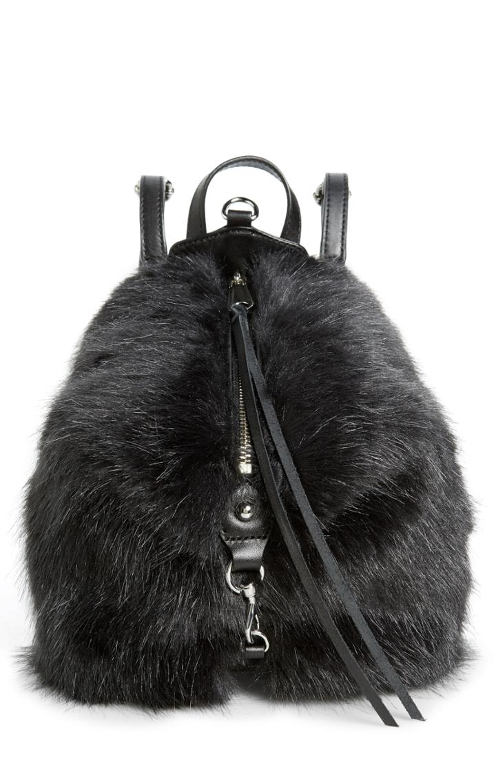 Rebecca Minkoff Mini Julian Faux Fur Backpack - Black