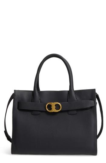 Tory Burch Gemini Link Leather Tote - Black
