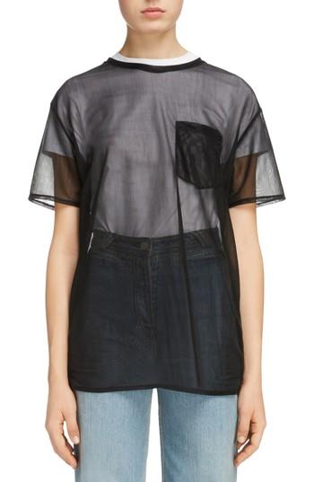 Women's Acne Studios Batumy Mesh Pocket Tee - Black